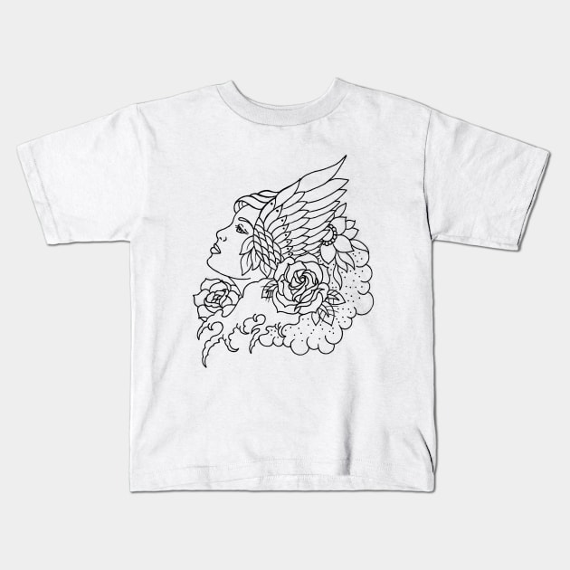 Girl Wing Kids T-Shirt by APOCALYPTIK